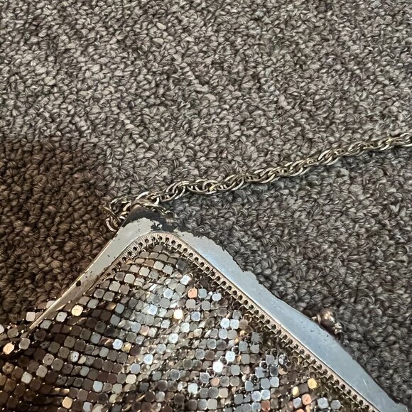 Whiting & Davis Mesh Bag Mini Purse Wallet Silver Vintage Chain - Picture 4 of 7